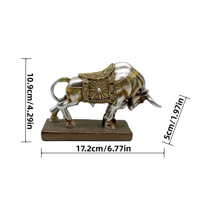 Bull Statue Animal Sculpture Desktop Decoration Fengshui Ornaments Strength and Prosperity Symbol Home Office Cabinet Gift