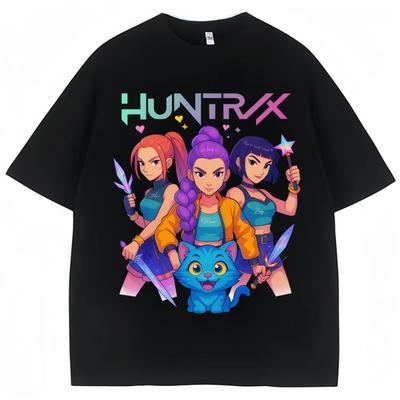 Kpop Anime Lovci démonů Huntrix Derpy Tiger Tričko Pánské Dámské Estetické Vintage Trička Oversized Bavlna Klasické Street Tričko