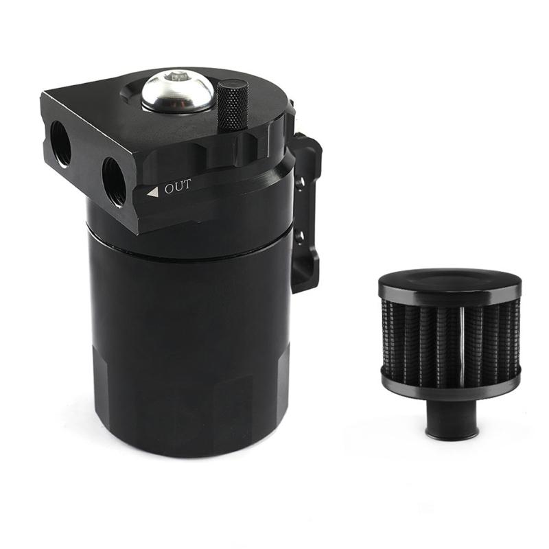Auto Aluminum Motors Oil Catch Can Reservoir Capture for Tank with Breathing Apparatus Twin Cylinder Engine Universal Fi