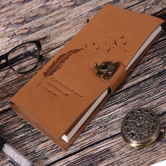 17.78 Cm Leather Diary Writing Notebook Unique Handmade Embossed Travel Diary Writing Notebook Brown