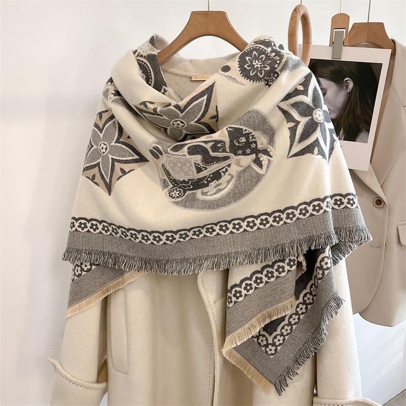 

Зимний Толстый Теплый Двусторонний Кашемировый Шарф Шаль Для Женщин Модный Женский Длинный Камелия Темперамент Одеяло Бандана One size