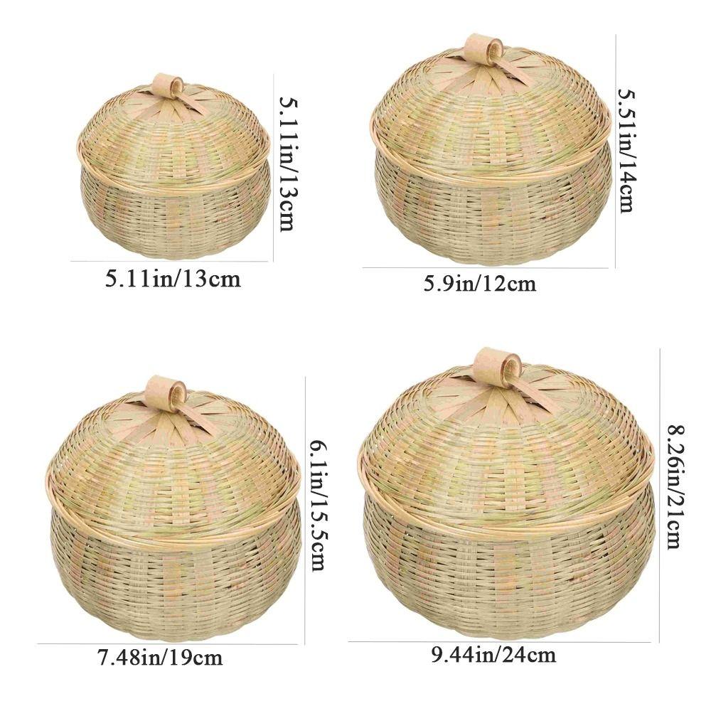 for Home Picnic Wear-resistant Decorative with Lid Wicker Tray Storage Basket Rattan Box