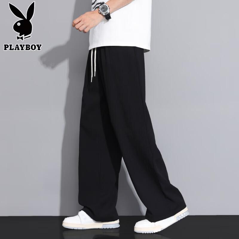 Playboy Men s Ice Silk Wide-Leg Casual Pants 3XL