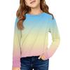 Girls' Long Sleeve Tee - Pleated Round Neck Casual Top