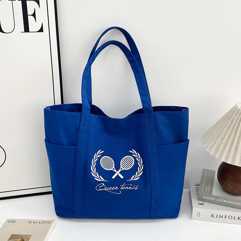 

Простая и универсальная холщовая сумка, модная и легкая большая сумка, женская новая сумка-тоут для поездок на работу для студентки колледжа в литературном и художественном стиле, 2025 синий