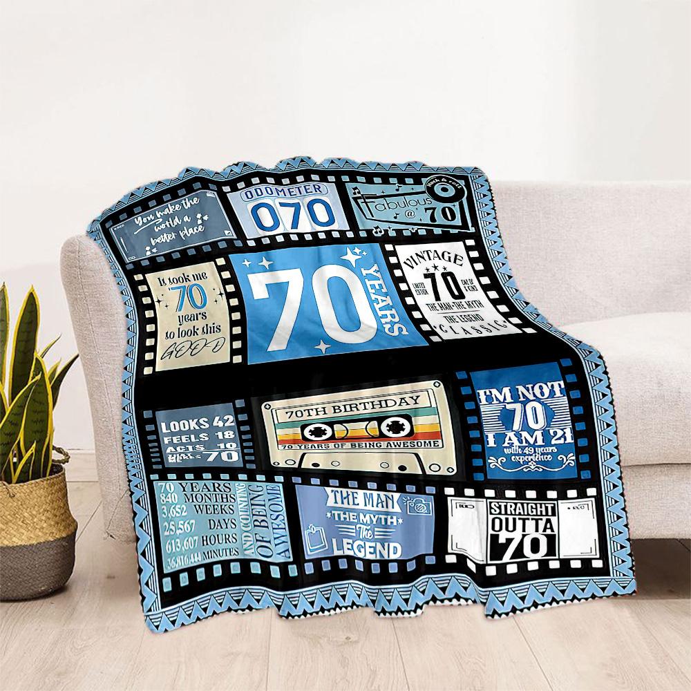 70th Birthday Celebration flannel,Lightweight,Flannel Blanket,Comfortable Blanket, Sofa Blanket, gift blankets,Holiday gift blanket Blankets