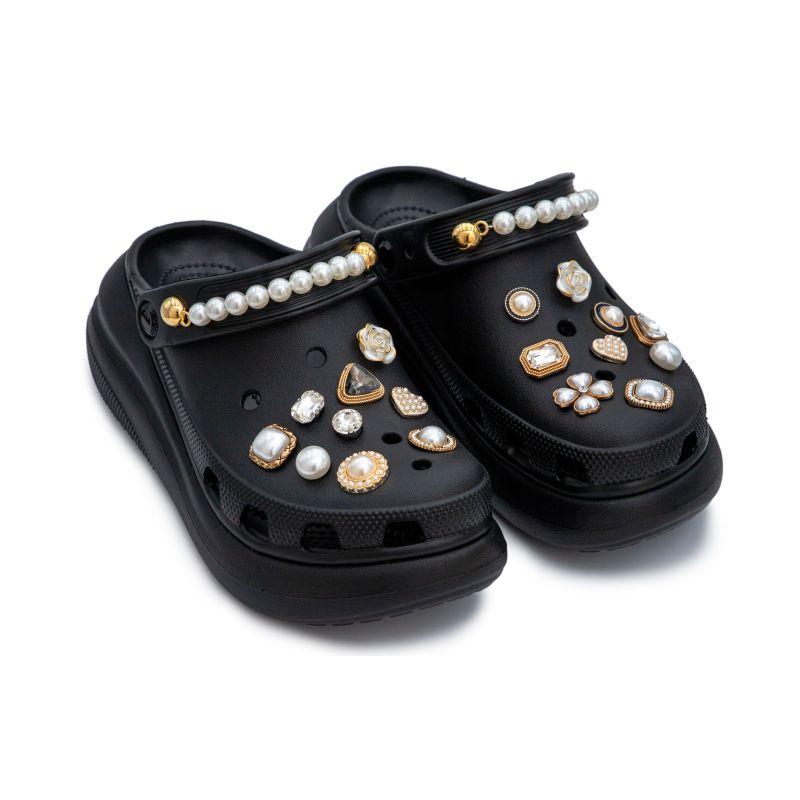 Crocs Button Castle Classic Crush Summer Cool Breeze Hole Shoes Women's Black