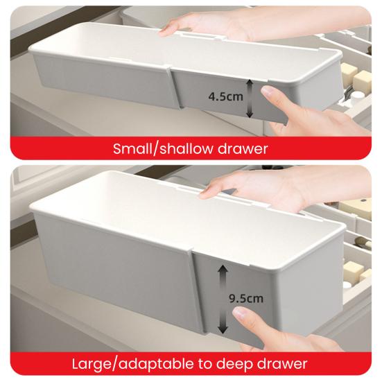 Telescopic Storage Box Drawer Organizer Large Capacity Smooth Edge Retractable Design Space-Saving Tableware