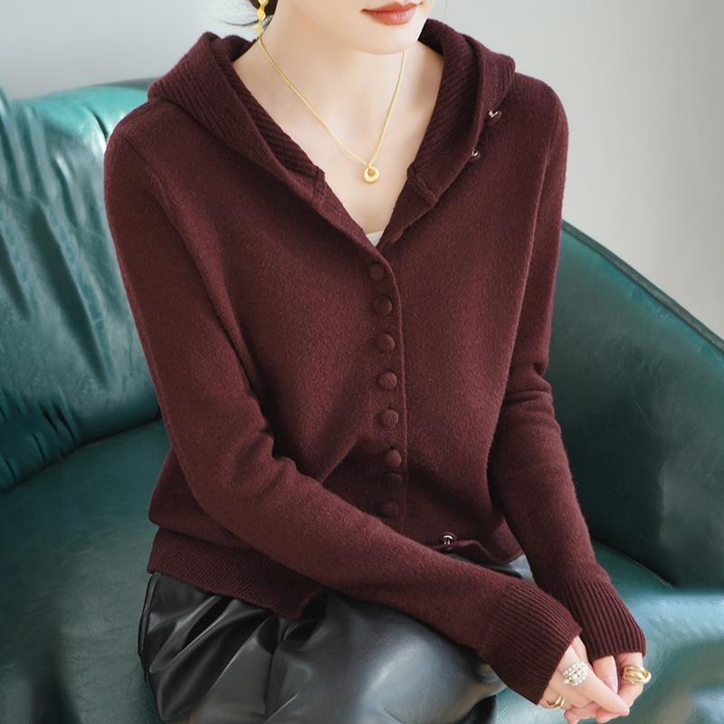 Women's Wool Sweater Qinghe Cashmere 50% Silk 50% Wool Autumn and Winter Wool Cardigan Soft and Warm