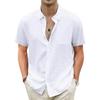 Men's Cotton Linen Short Sleeve Shirts Casual Lightweight Hawaiian Shirts Vacation Beach Summer Men Tops with Pocket