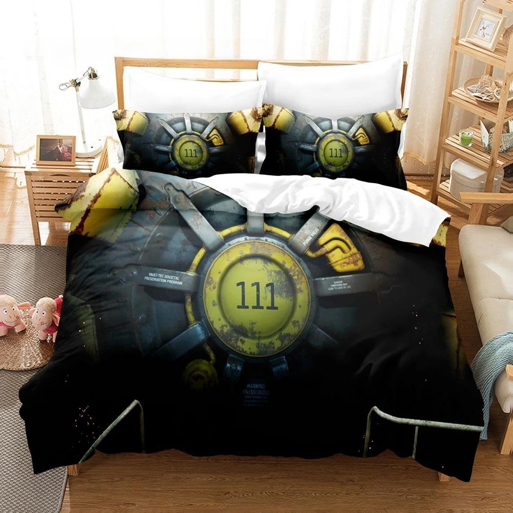 Fallout Vault 33 Bettwäsche-Set Einzelbett Twin Full Queen King Size Bettwäsche-Set Schlafzimmer für Jungen Erwachsene Bettbezug-Sets Anime Bettwäsche-Set Bett