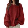 Women's Fashion Casual Loose Pullover Solid Color Round Neck Long Sleeve Knit Sweater