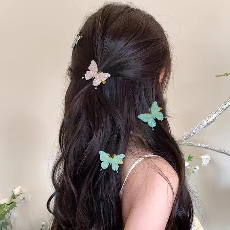 Lovely Glitter Butterfly Hair Clips Non Slip Durable Hair Pins for Little Girls Birthday Party Favor Daily Wear
