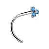 Anneau de nez en titane avec zircone cubique bleue - Tn-017 0.8/6.5/3.5