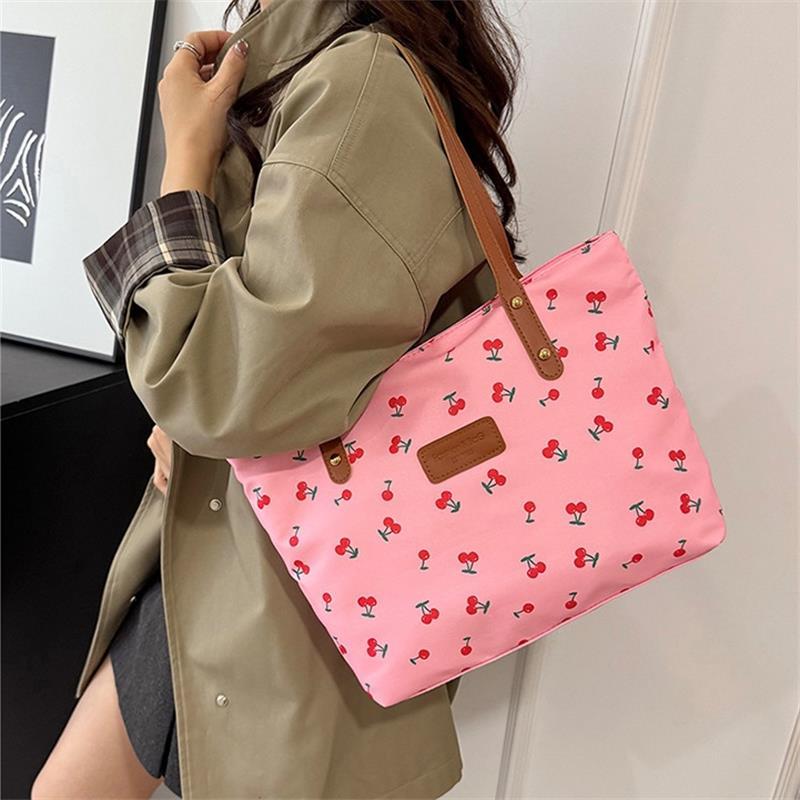 Sweet Cherry Print Shoulder Bag Large Capacity Trendy Women'S Handbag Tote Underarm Bag  Travel Storage Bag Birthday Gift