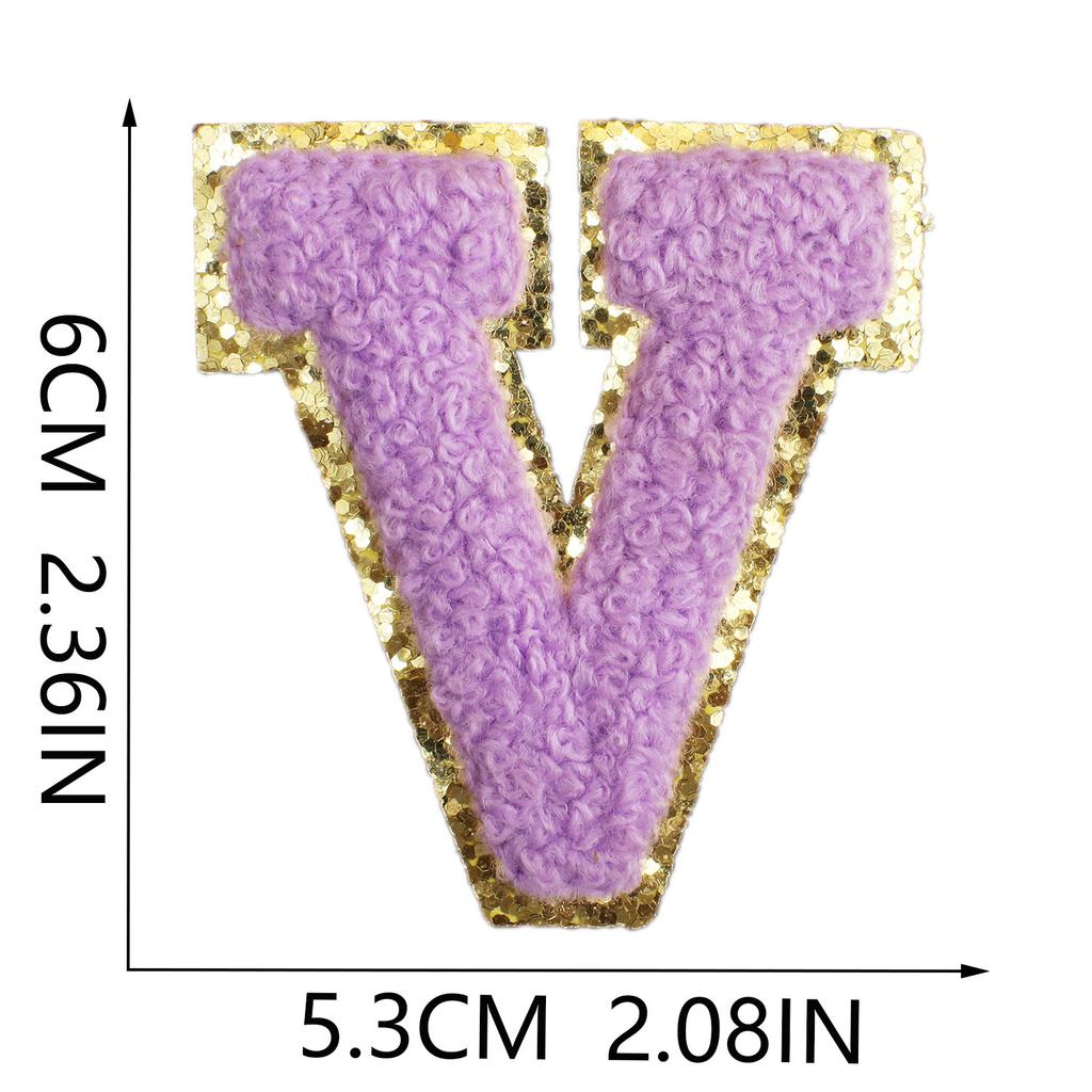 6Cm English Letter Towel Embroidery Patch Sticker Purple Letter Computer Embroidery Label Ironing Embroidery Chapter