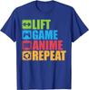 Lift Anime Game Repeat Gym T-Shirt for Men Women Game Lover Men Clothing T Shirt Men Streetwear Cotton Daily Four Seasons