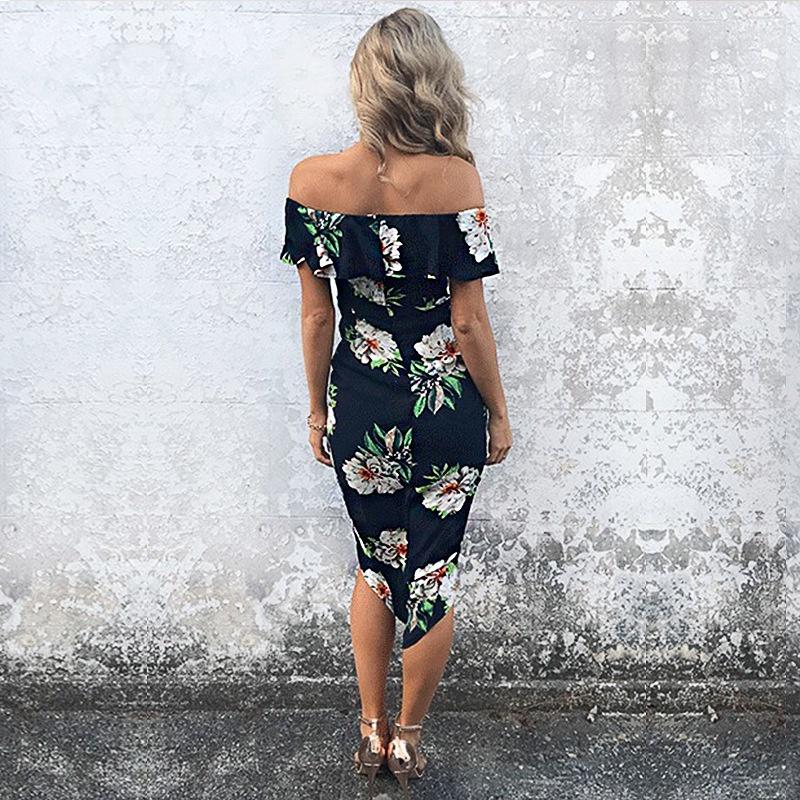 Elegant Women Floral Print Short Sleeve Boho Long Dress Evening Party Maxi Wrap Dress