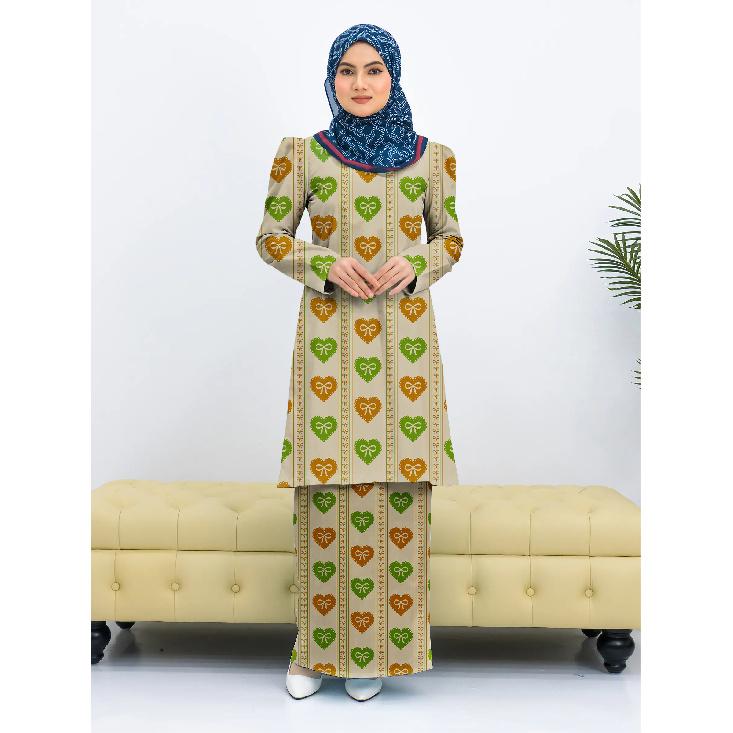 

Линия цветочный принт на все тело с узором Pahang stand женский мусульманский костюм удобный дышащий элегантный милая серия исламское женское платье 4XL зелёный