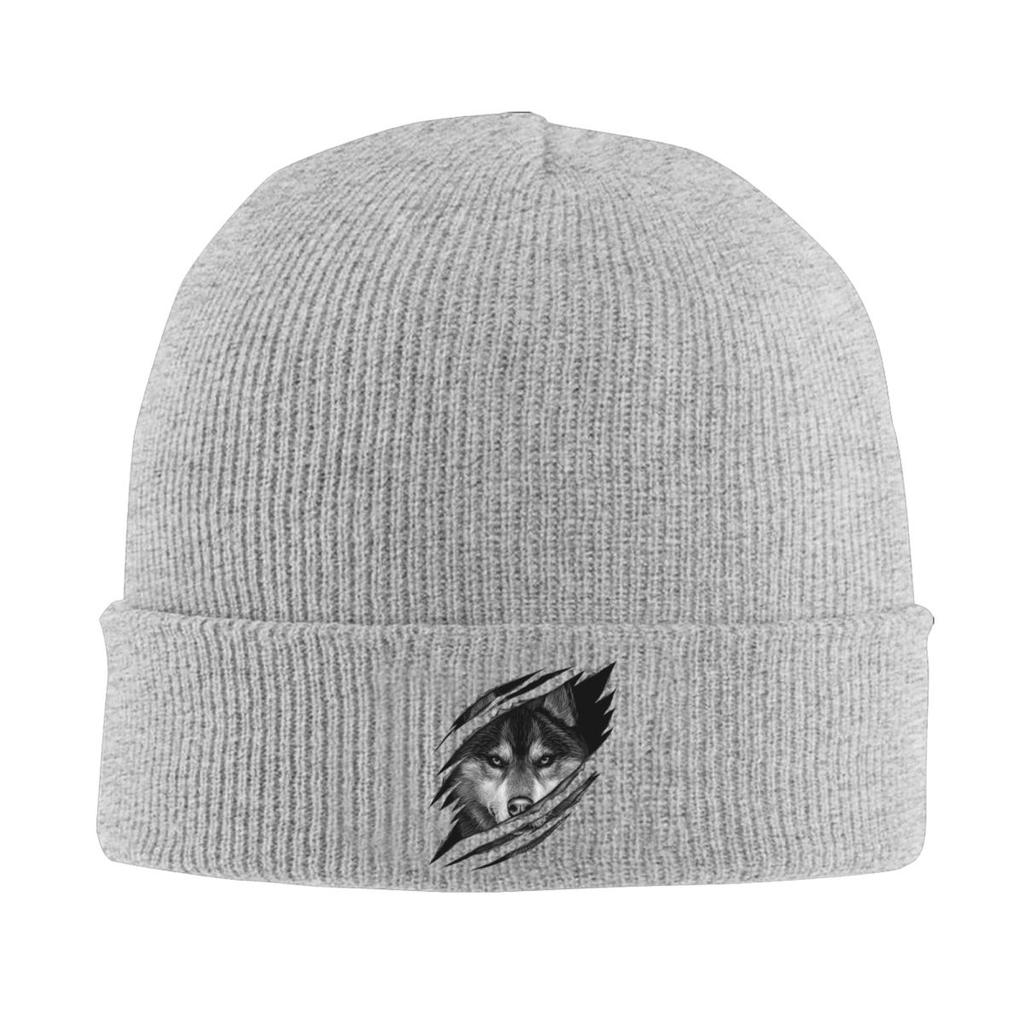 Cool Wolf Design Warm Knitted Cap Hip Hop Bonnet Hat Autumn Winter Outdoor Beanies Hats for Unisex Adult