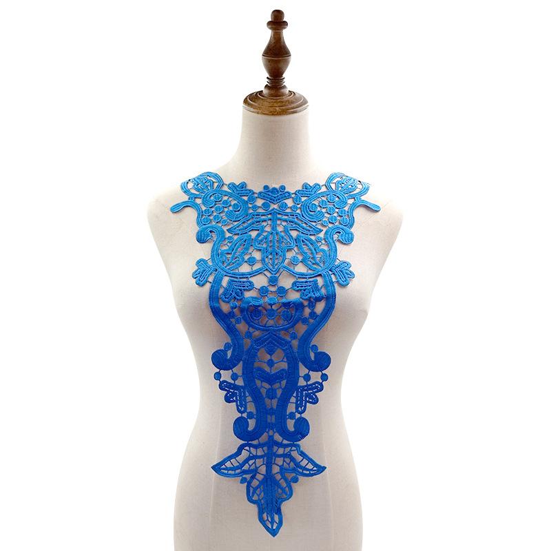 Krajkový límec rozpustný ve vodě, vyšívaná brož z mléčného hedvábí, velké červené krajkové DIY doplňky, trojrozměrný dutý límec