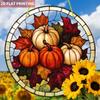 1pc Autumn Pumpkin Sun Catcher - Round Acrylic Stained Glass Style Window Hanging Decor with Pumpkins, Four Seasons Decoration, Novelty Home Decor