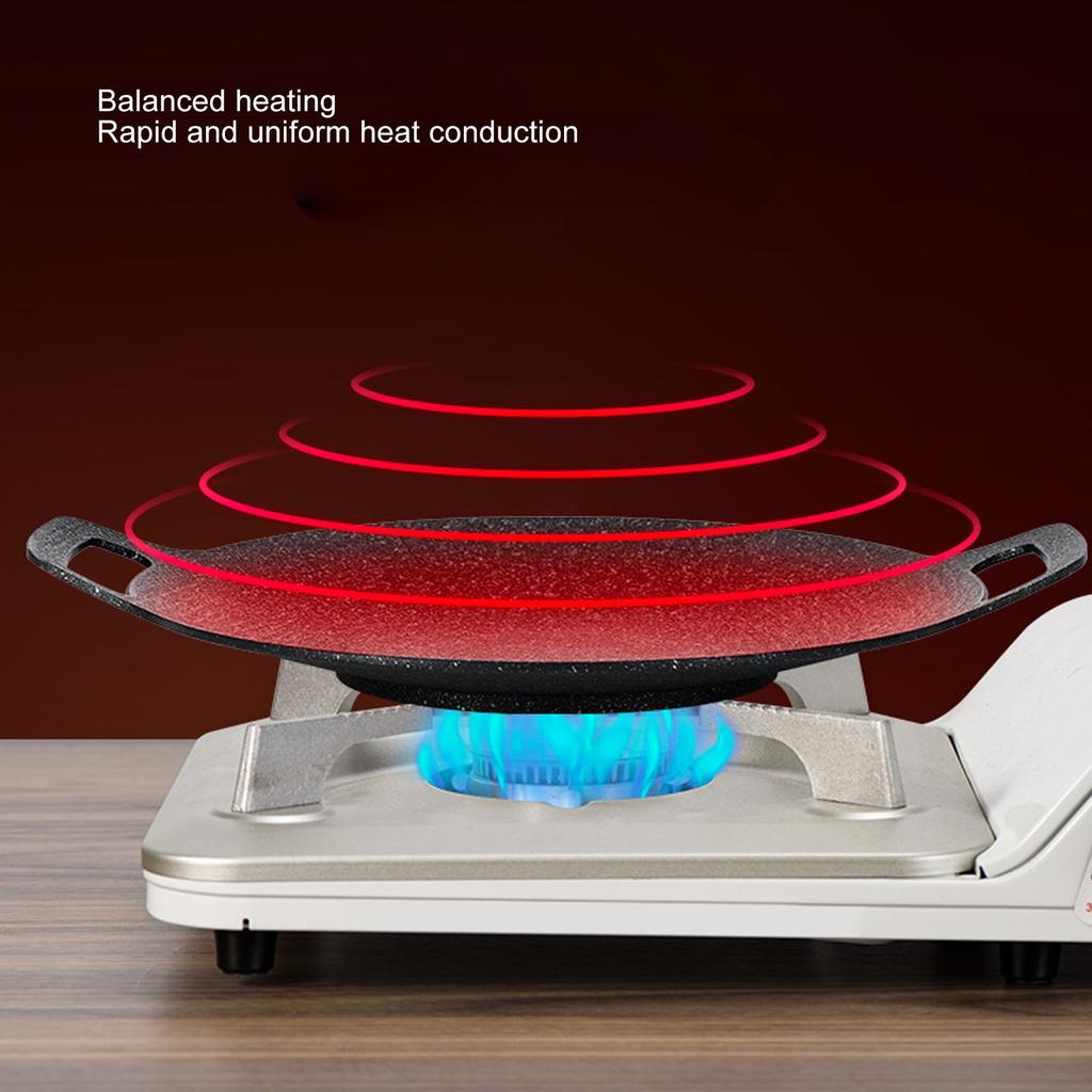 Barbecue Plate Reusable Easy Clean High Thermal Conductivity Coating Surface Grill Pan for Hiking Camping 34cm/13.38in