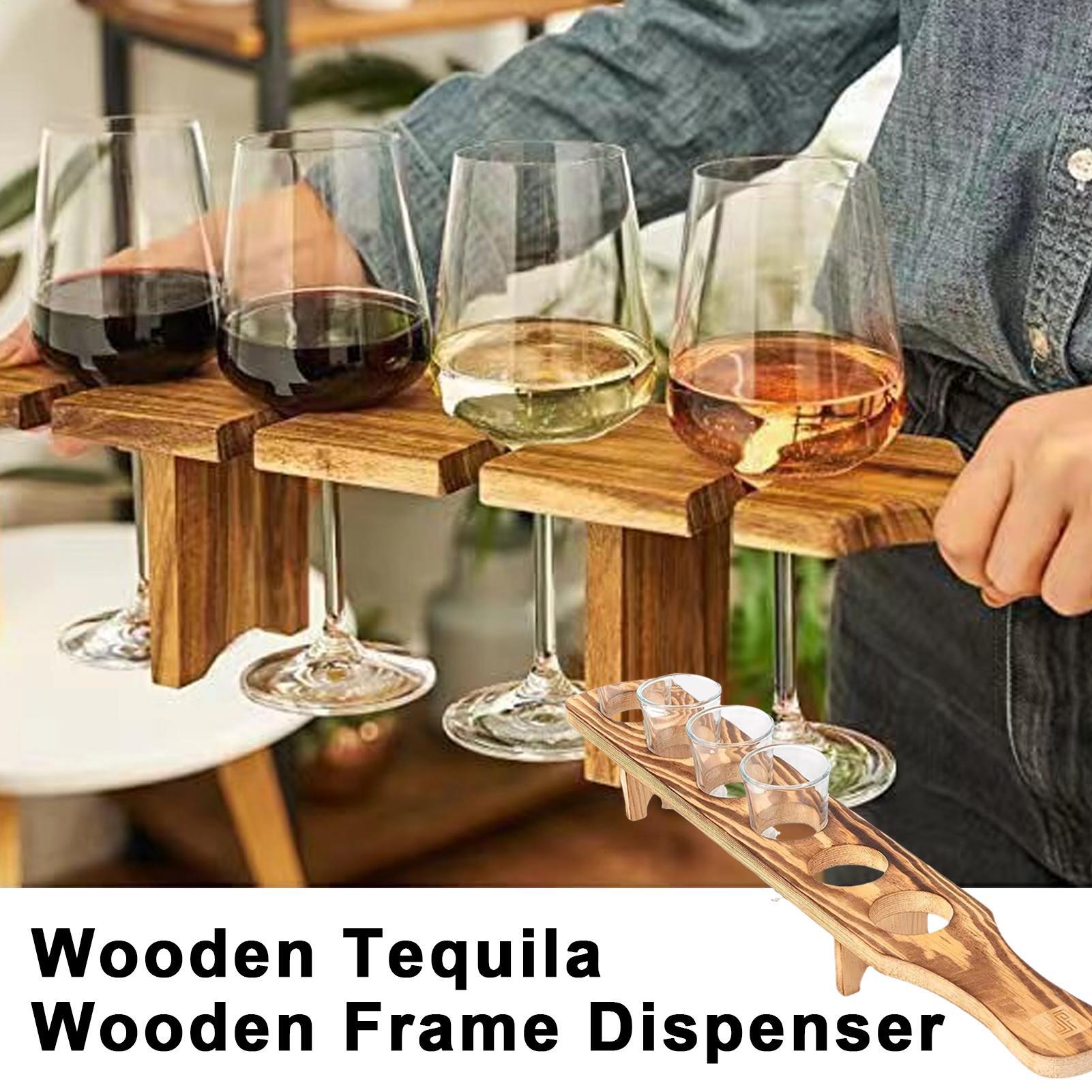 

Поднос для подачи текилы Деревянный поднос для виски с 6 стаканами Стойка для стаканов Поднос для подачи текилы виски CN