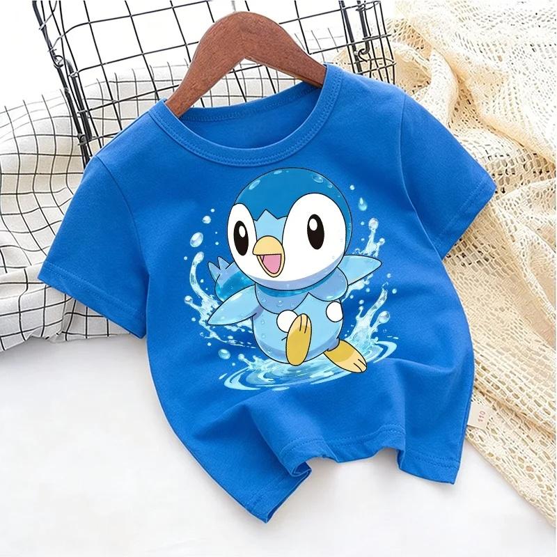 Pokemons White Tshirt Boy Girl Toddler Cute Kids Anime Game Cartoon Casual Streetwear Short Sleeve Childern Clothes Cotton Tops