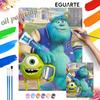 Oil Painting DIY Digital Painting Cute Furry Monsters Character HandPainted Wall Art for Living Room and Entryway.