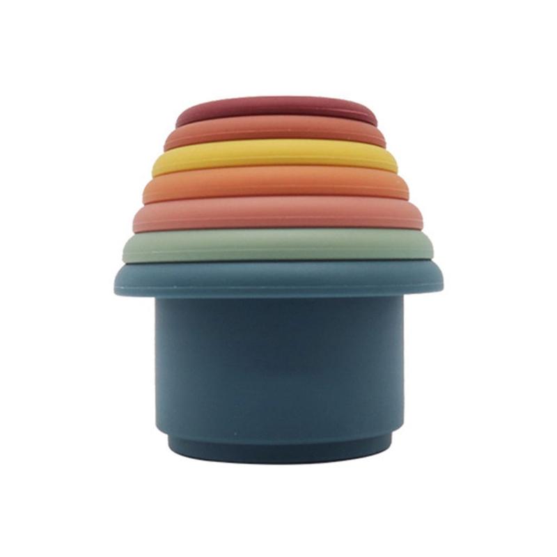 Hourglass Stacking Cup Water Playing Toys for Pools Bathtub Shower Interactive Toy for Baby 6M+ Early Learning 7Pieces