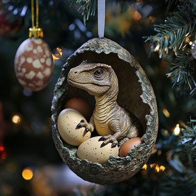 Weihnachtsornament Acryl Tier Ei Baum Anhänger 2D Huhn Ente Schildkröte Eierschale Bauernhof Dekorationen Weihnachtsgeschenk für Familie Freunde