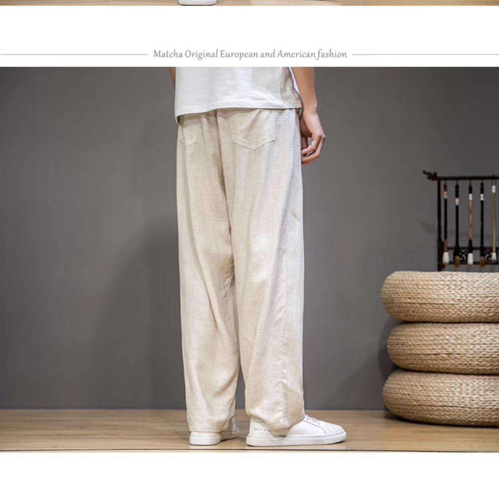 Men's Cotton & Linen Casual Pants - Summer/Winter Loose Wide-Leg Trousers