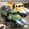 ZWN 1:16 2.4G Aluminum Alloy Six Wheel Military RC Truck with Lights Outdoor Remote Control  Cars Toys Gift for Children.