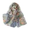 Summer Embroidered Silk Scarf Sun-Resistant Smooth Long Wraps Breathable Chiffon Bandana for Women