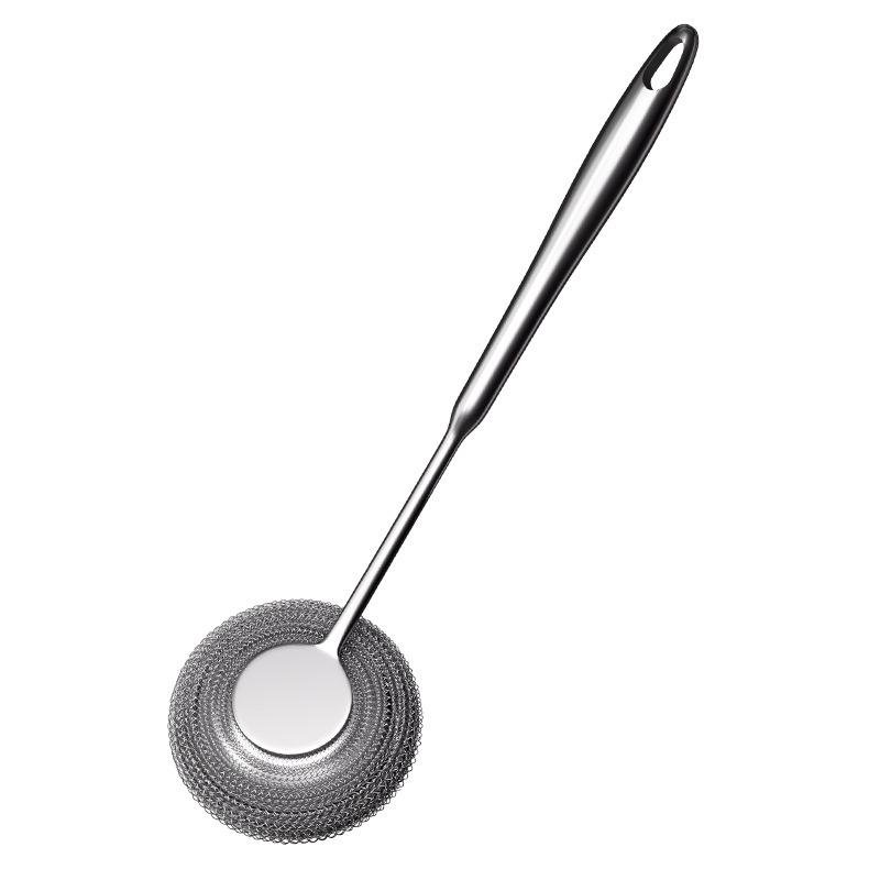 Brosse à Pot en Acier Inoxydable à Manche Long: Poils Métalliques Durables, Ne Perd Pas ses Poils, Idéal pour la Vaisselle et le Nettoyage de la Cuisine.