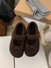 [Uncle Shoes] Woolen flat bottom round head French small fragrant wind Mao Mao shoes women's Mary Jane shoes 2025 autumn and winter cotton shoes women