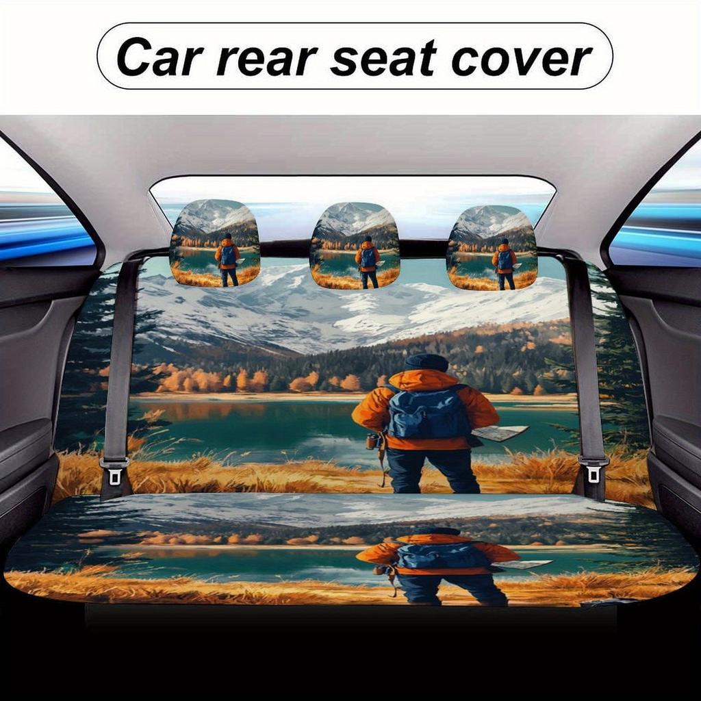 Mountain Lake Adventure Designed Car Seat Cover Set For Most Cars, Fashion Comfortable Car Seat Protector Covers Full Set, Univ