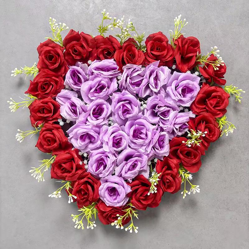 Cross Simulation Rose Heart Wall Decoration for Weddings - Hanging Décor for Home, Wedding Rooms, Cars, and More