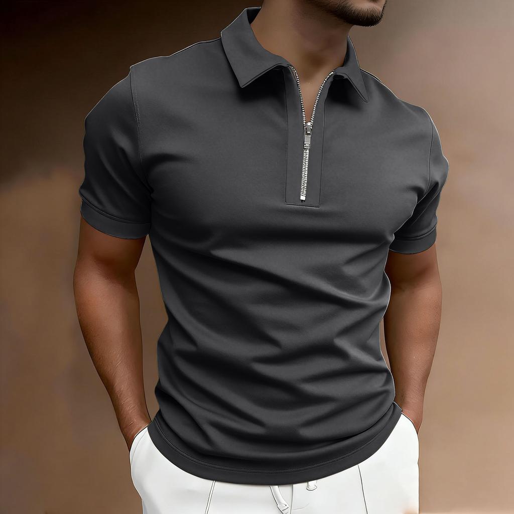 Men's Short-sleeved Button-down T-shirt