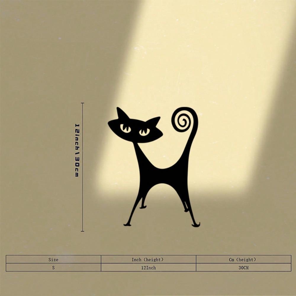 Retro Atomic Cat Metal Wall Art Black Powder Coated Iron Sculpture Mural TY-101531-01