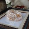 Light Luxury9MM Natural high-luster freshwater pearl bracelet with a unique, delicate gold-tone design, exuding a sophisticated and elegant Baroque