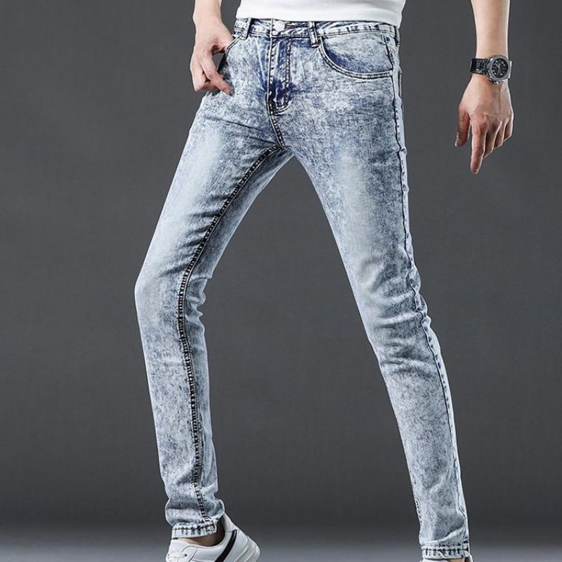 Calça Jeans Masculina Primavera Pés Calças Slim Stretch Casual Calças Longas Calças Masculinas