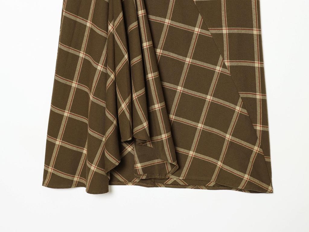 European Style Plaid Midi Skirt with Layered Decoration - Autumn 2025 Women's Fashion 