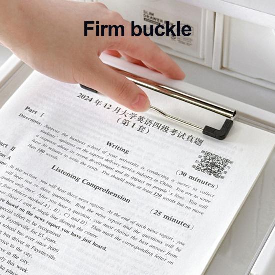 Multi-Function Exam Folder with Clip A4 Document Organizer Transparent Waterproof Writing Board Portable File Folder