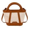 Casual fashion portable bucket bag women's summer new straw shoulder bag texture splicing messenger bag