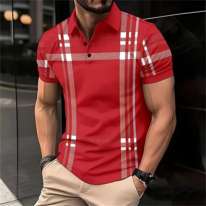 Retro striped pattern men s polo shirt S