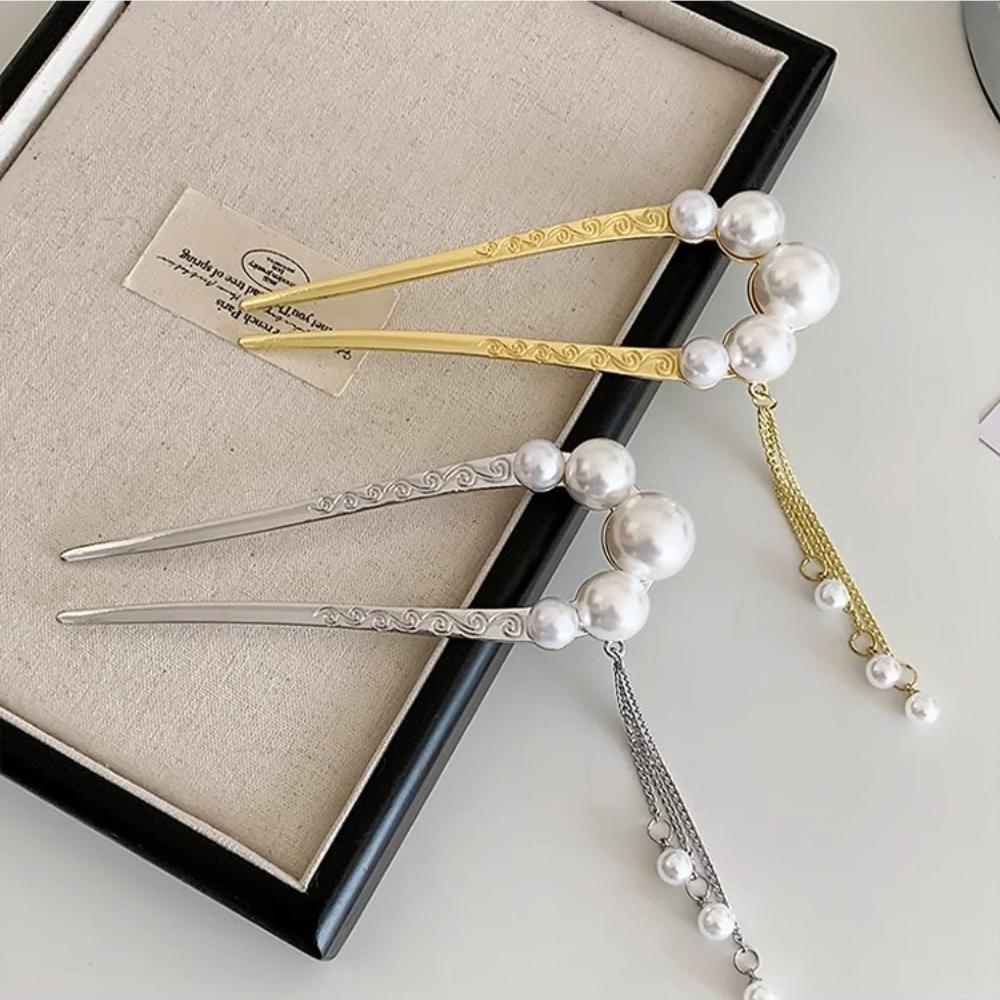 1 шт. Нежная модная ретро темпераментная жемчужная U-образная заколка для волос, заколка для волос в форме таблетки, заколка для волос, головной убор, оптом