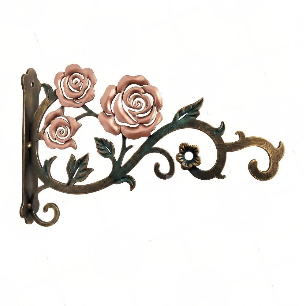 Gancho Metálico Oco para Plantas Rosa Ferrugem Gancho para Cesta de Flores Resistente Decorativo Suporte de Parede para Plantas Uso Externo