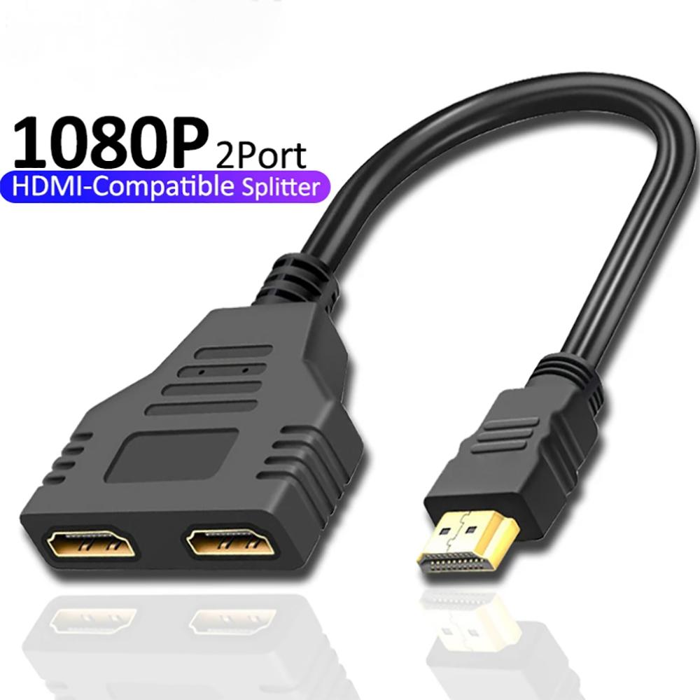 

HDMI Splitter Adapter Cable 1 Male To Dual HDMI 2 Way Female 4K 3D Y Splitter Cable for Laptop TV Monitor 1080P 1 in 2 Out LED чёрный